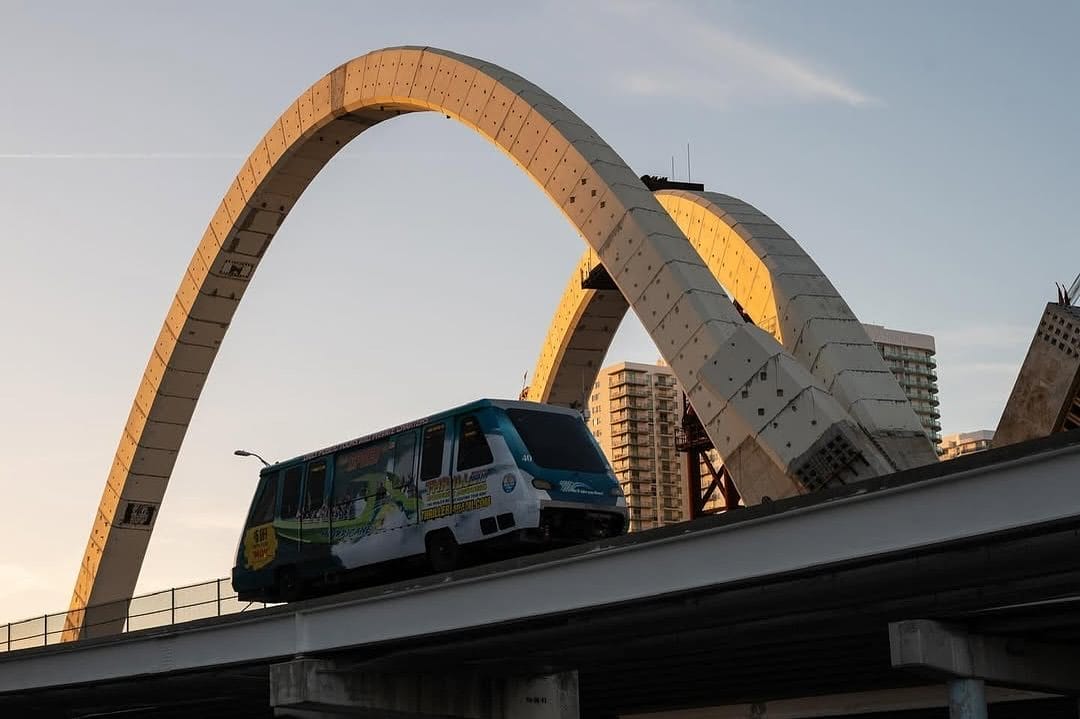 Ride the free Metro mover in Downtown Miami